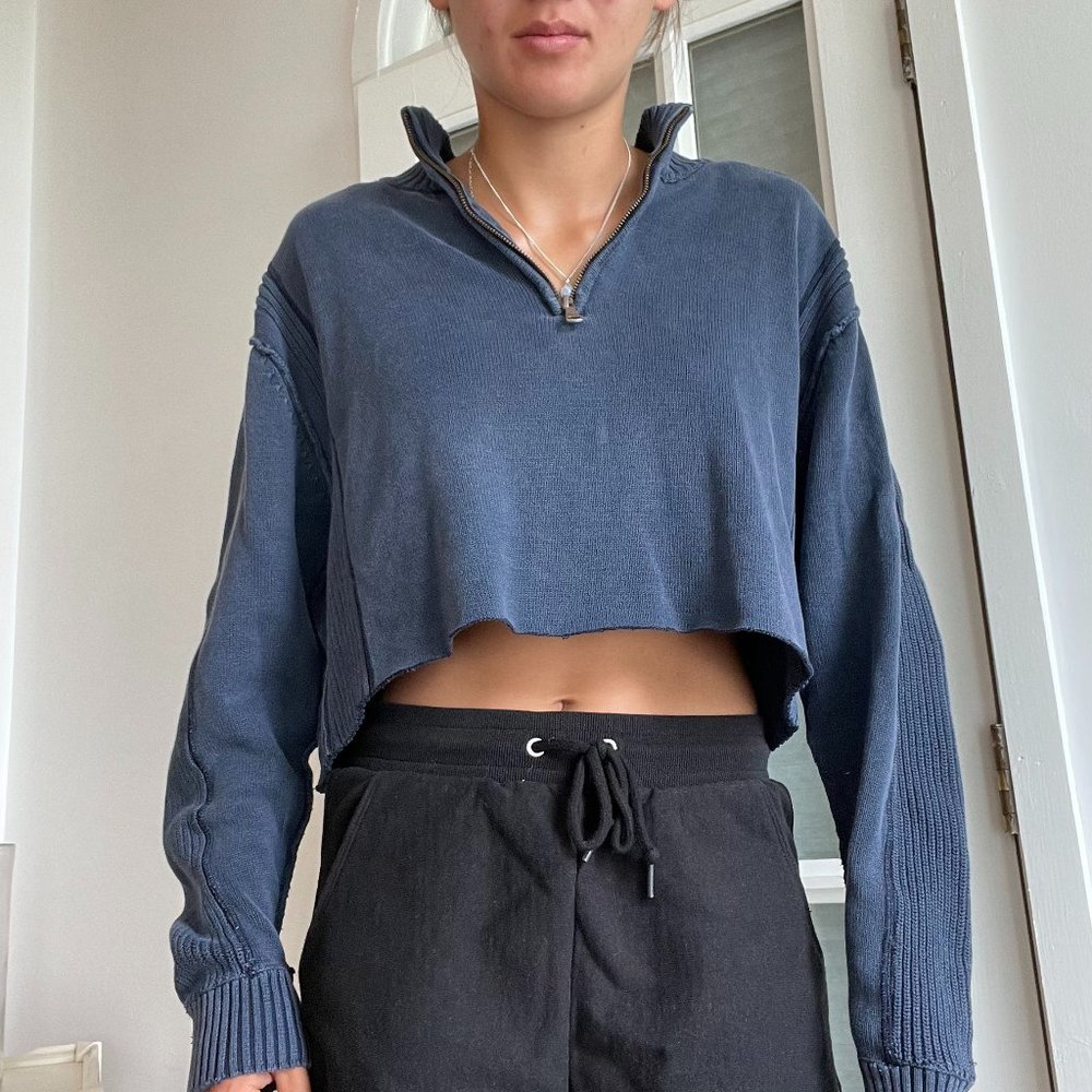 Navy Cropped Sweatshirt